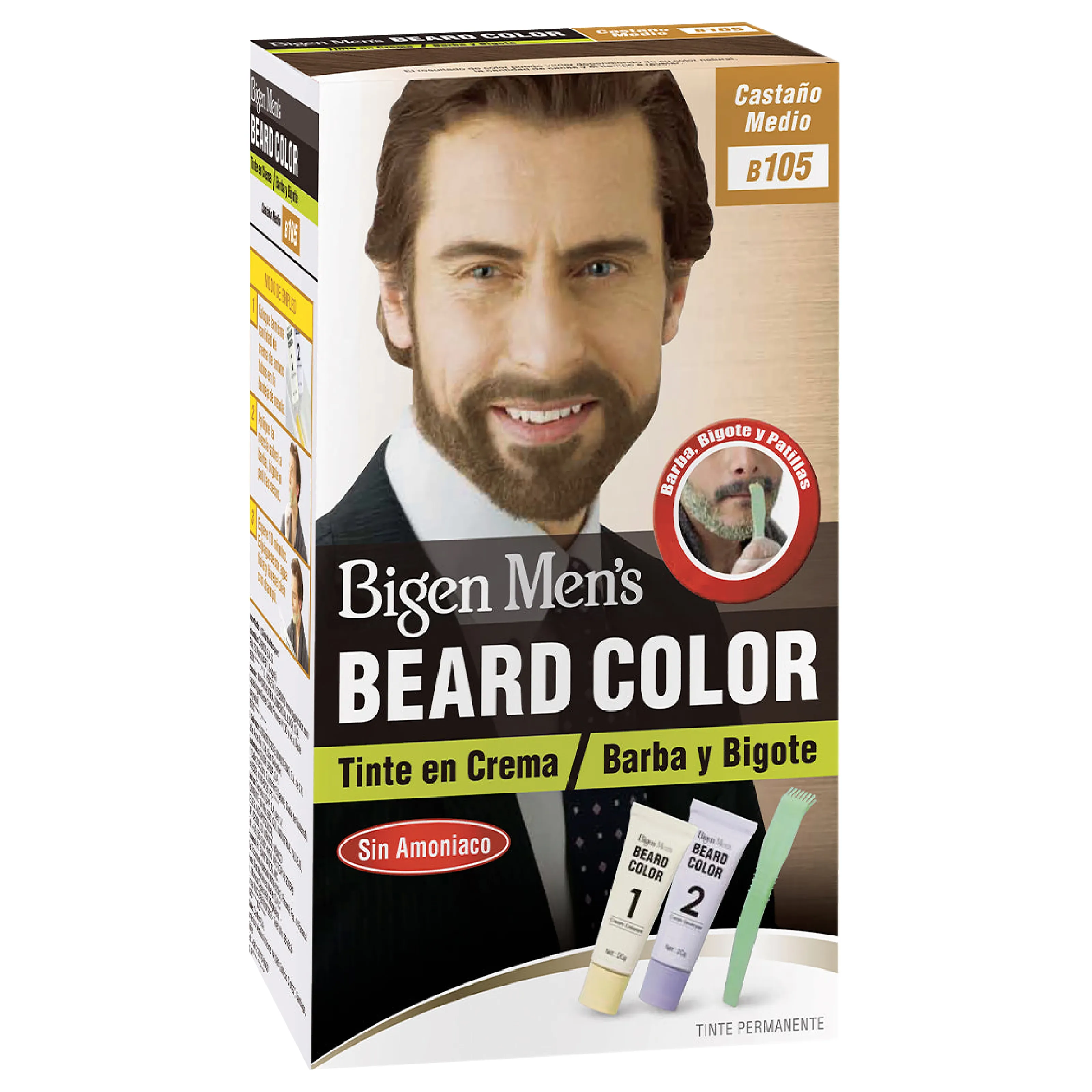 Tinte Bigen Mens Beard Castaño Medio Unidad