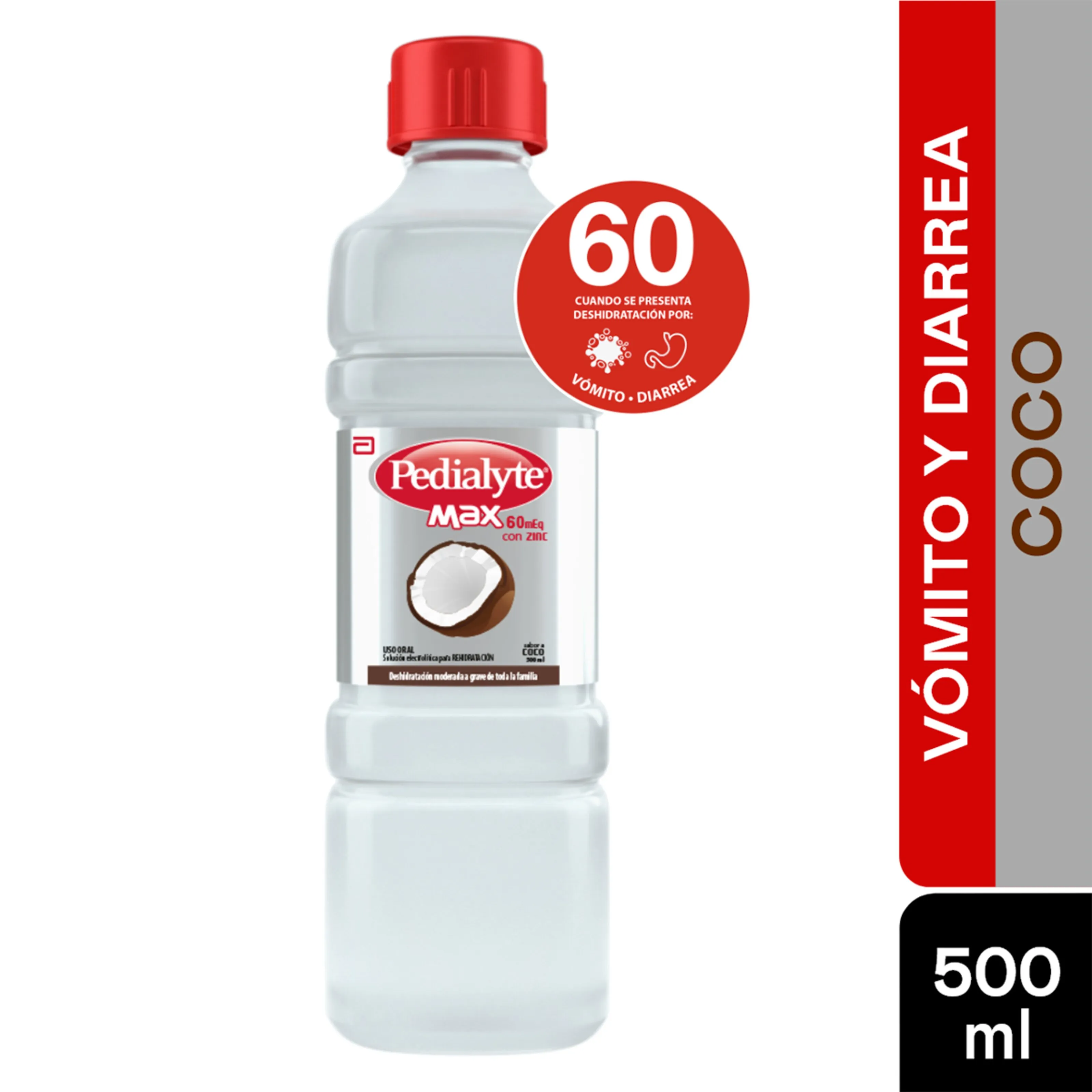 Pedialyte Max 60 Zinc Coco Frasco 500 Ml