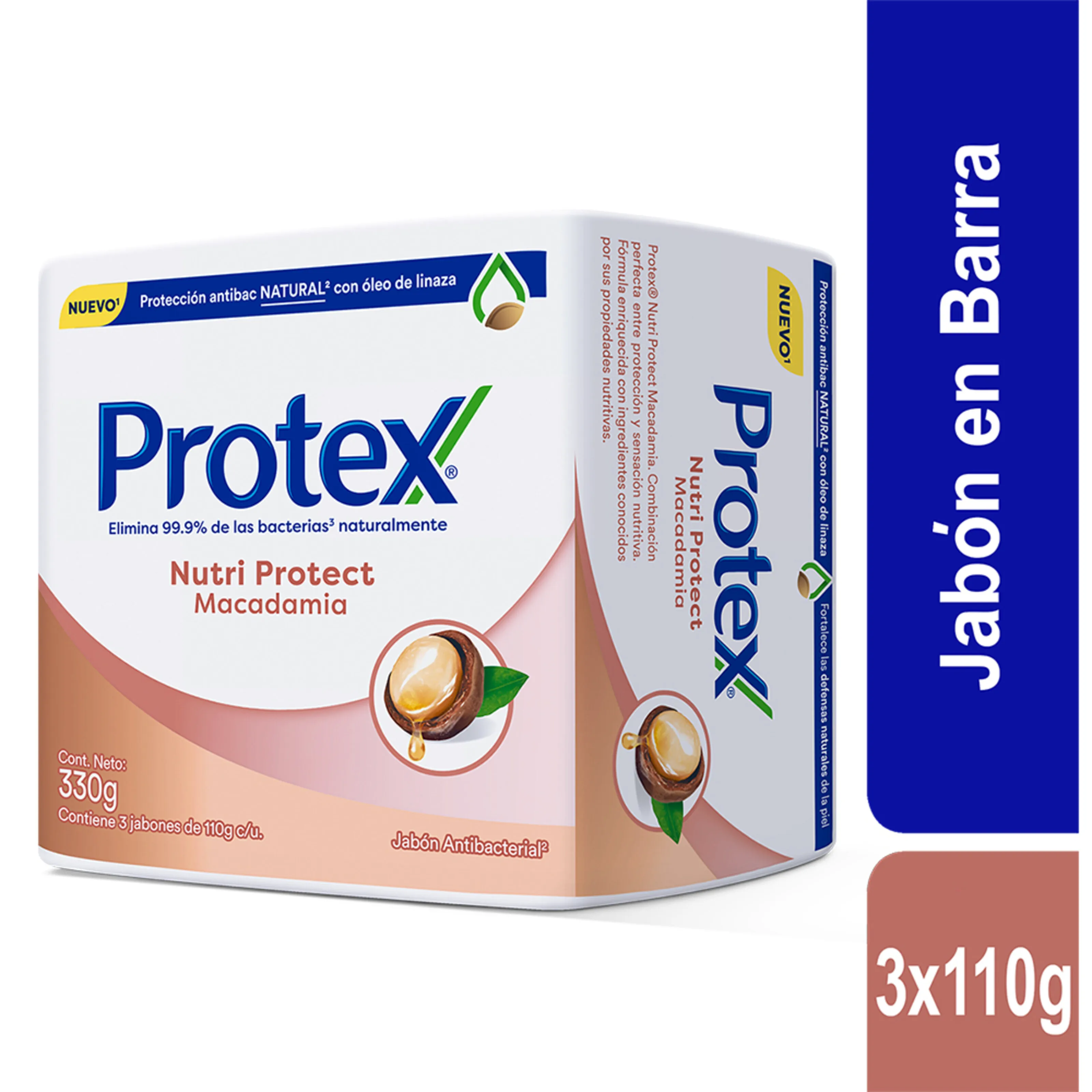 Protex Jabón Macadamia Nutri Protect Barra 110 g Tripa 3 Und