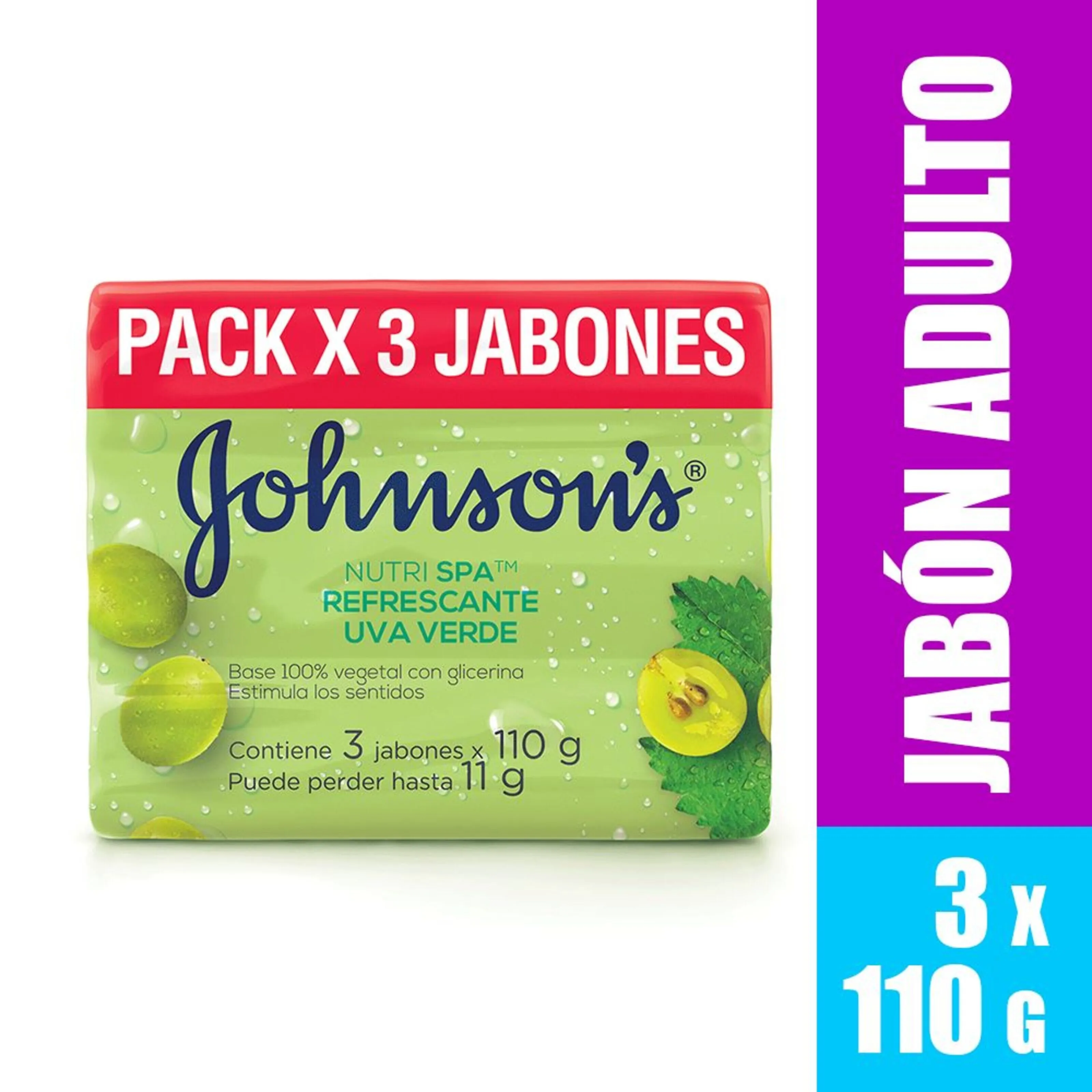 Johnson&#039;s Jabón Uva Tripa 3 Barras 110 g