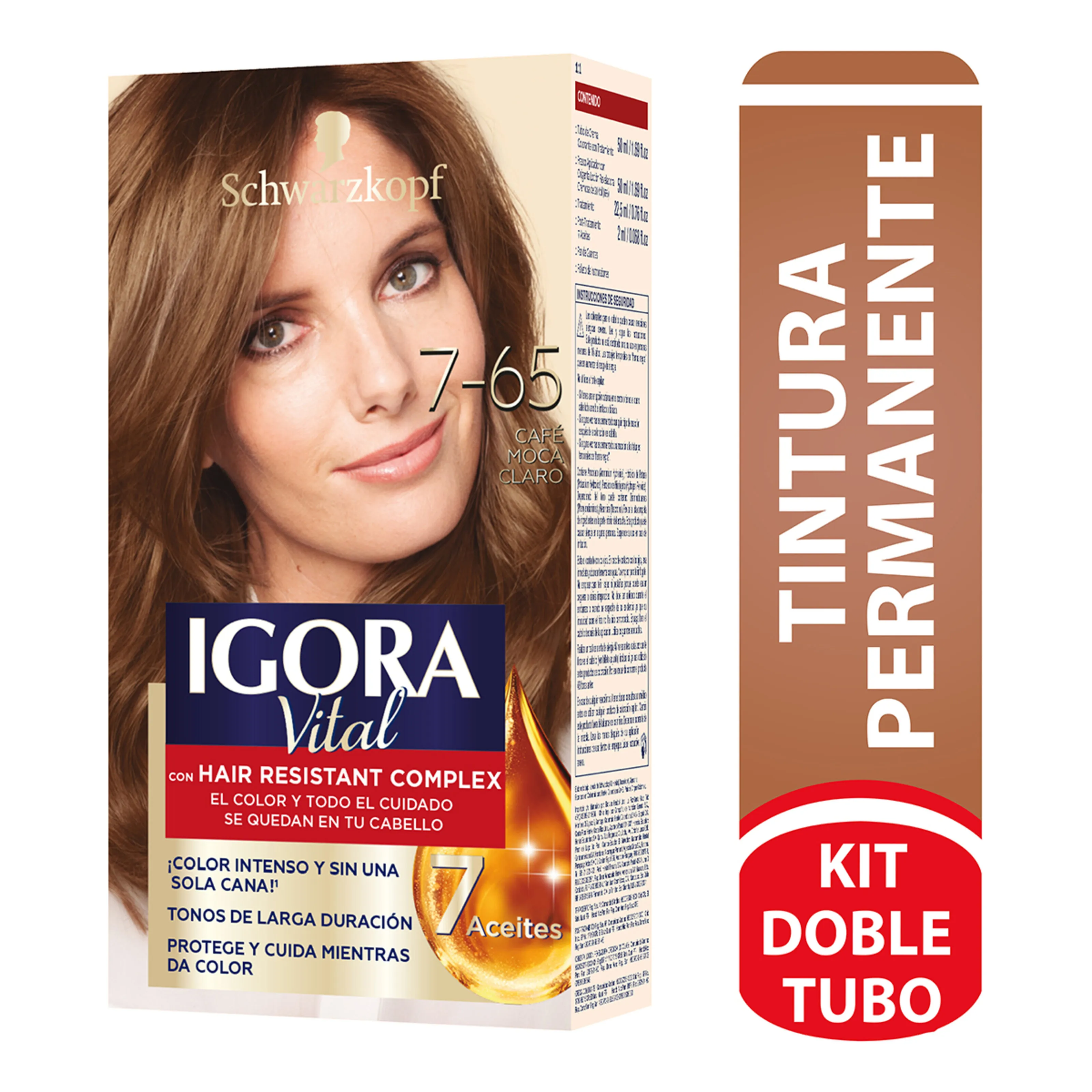 Tinte Igora Vital Cafe Moca Claro+Tubo Estuche 7-65