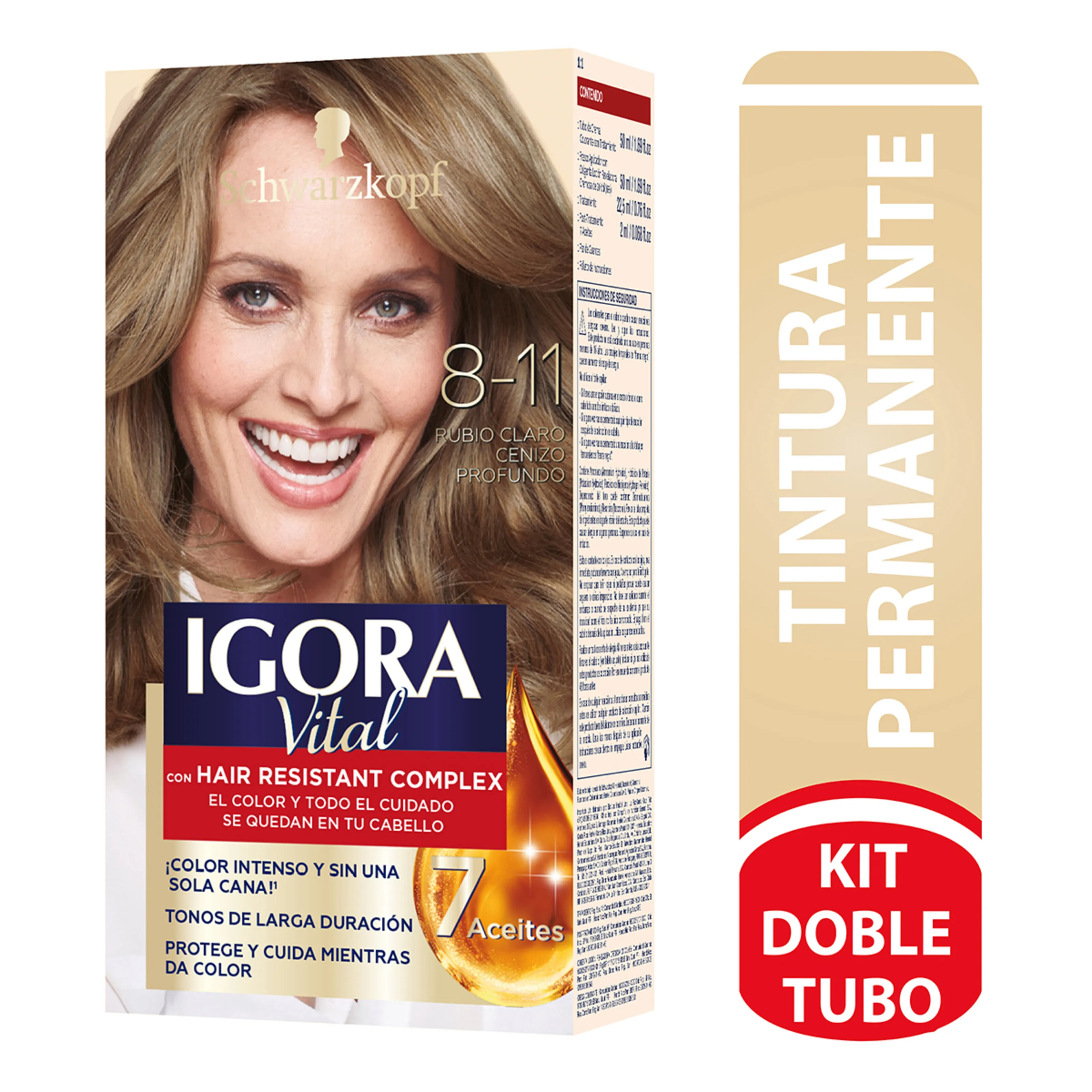 Tinte Igora Vital Rubio Claro Cenizo Pro+Tubo Estuche 8-11