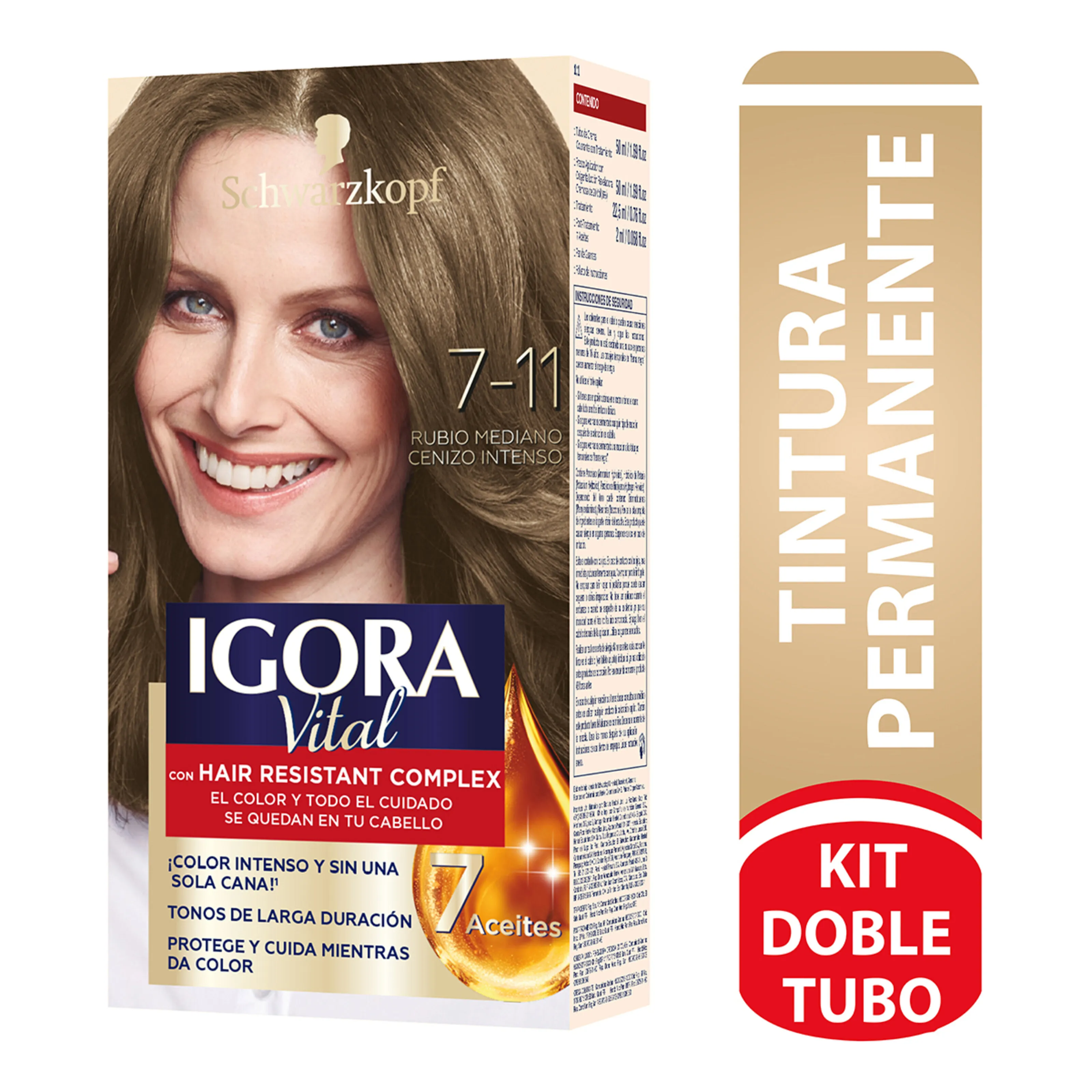 Tinte Igora Vital Rubio Medio Cenizo+Tubo Estuche 7-11