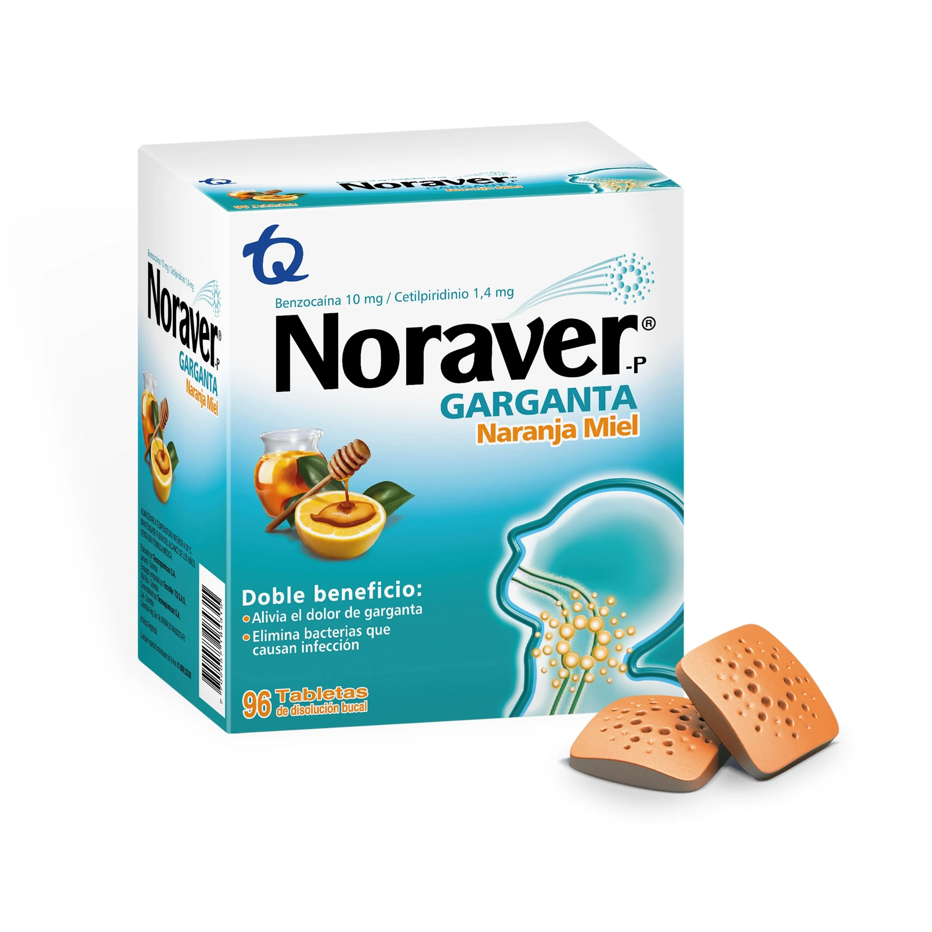 Noraver Garganta Naranja Miel Caja 96 Pastillas Pastillas