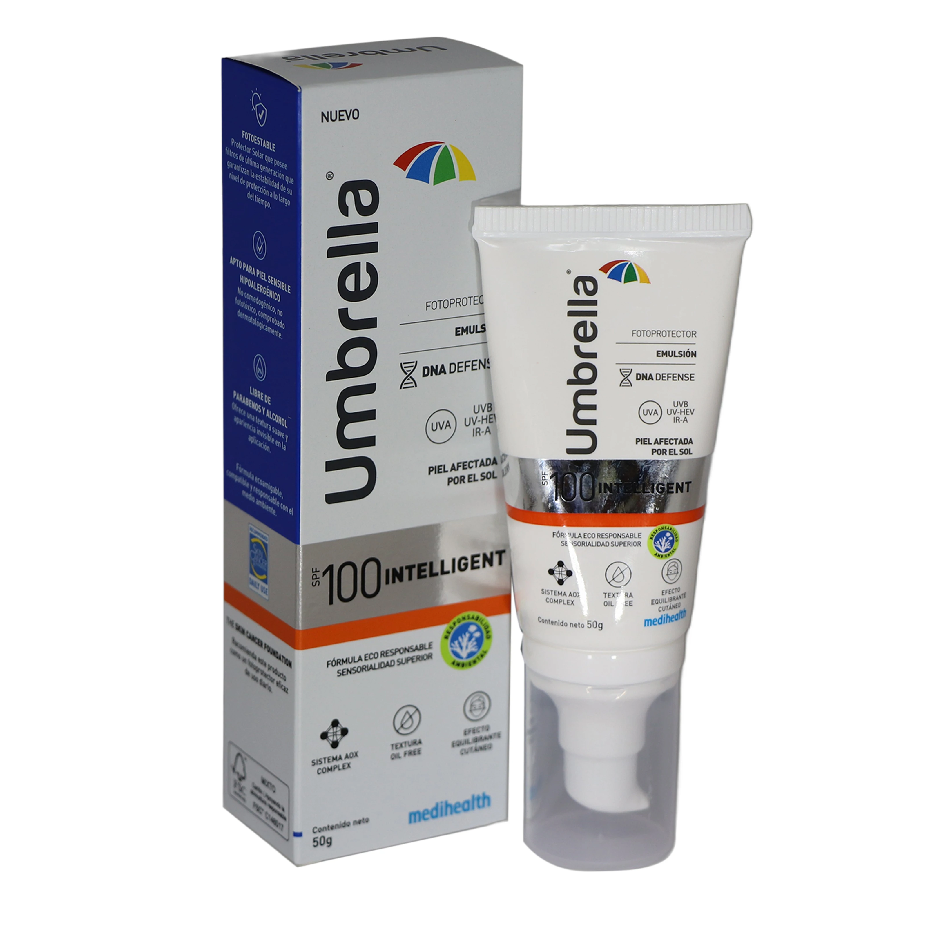Bloqueador Umbrella Intelligent Fluido Spf 100 X 50 Gr